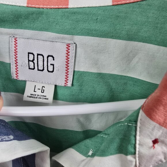 BDG Multicolor Striped Button-Down Shirt L - Picture 4 of 8